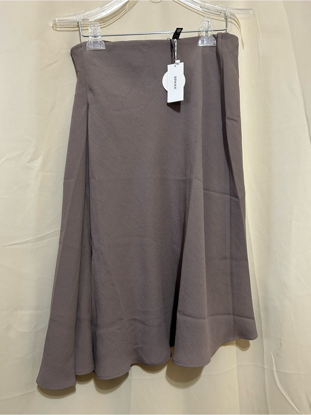 SPANX Taupe A-Line side pleat Midi Skirt